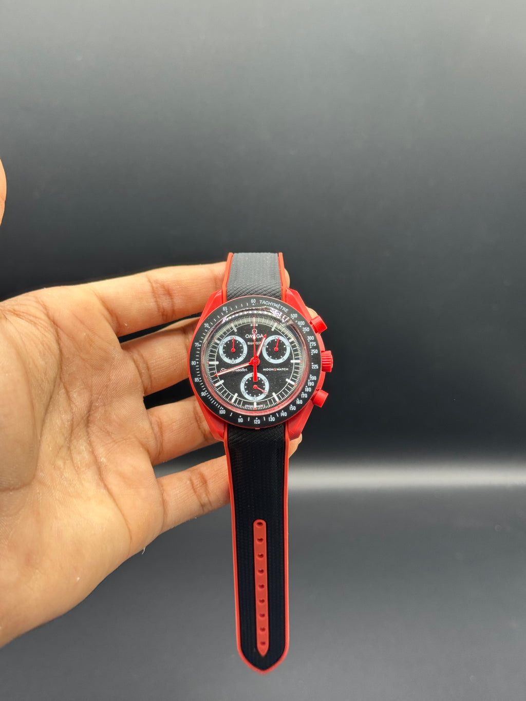 Black & Red Dial Chronograph Style | Quartz Movement | Black Silicone Strap | Lightweight Comfort | Bold Sport-Luxury Design