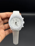 White Dial Chronograph Style | Quartz Movement | Black Silicone Strap | Lightweight Comfort | Bold Sport-Luxury Design