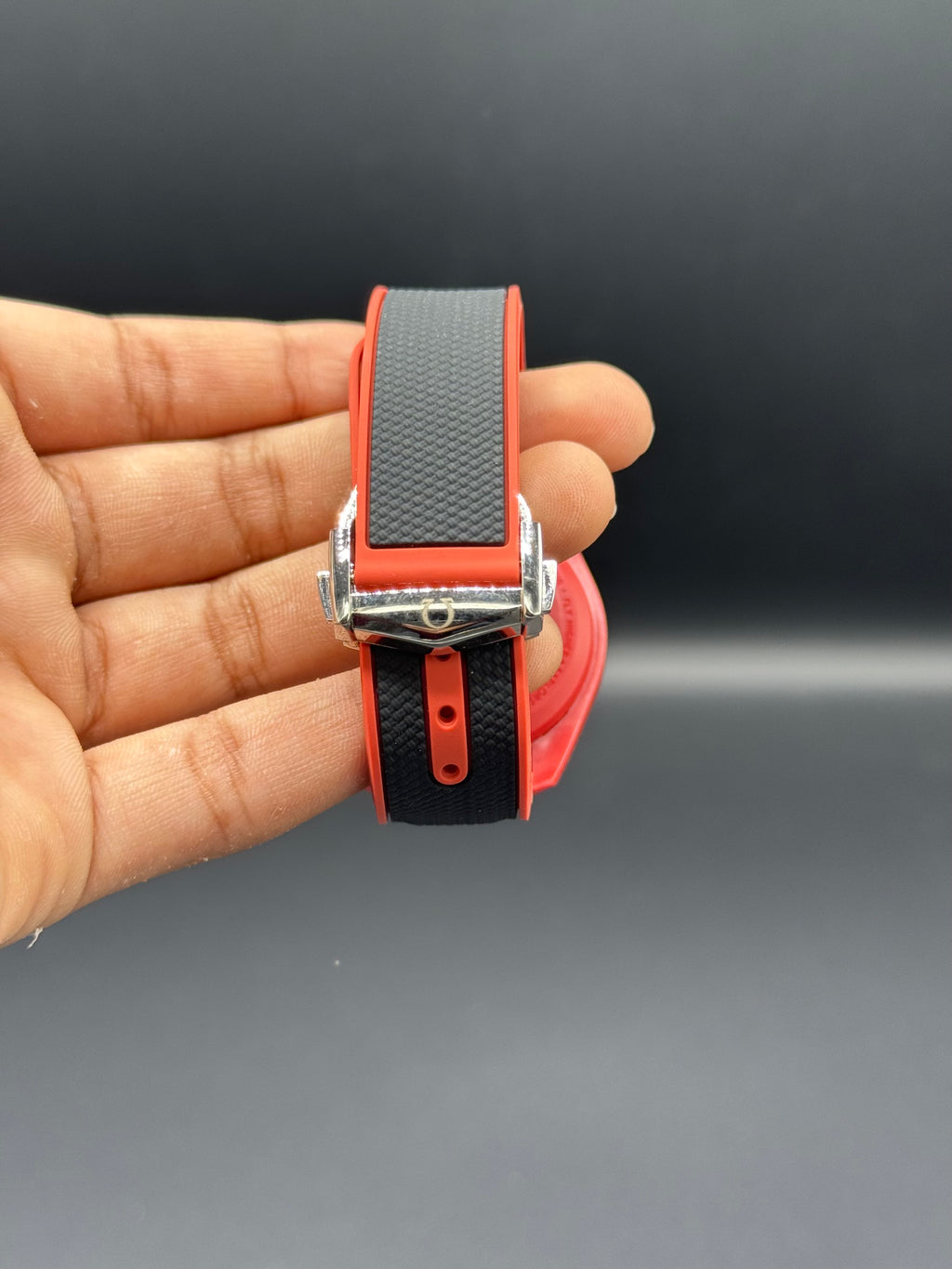 Black & Red Dial Chronograph Style | Quartz Movement | Black Silicone Strap | Lightweight Comfort | Bold Sport-Luxury Design