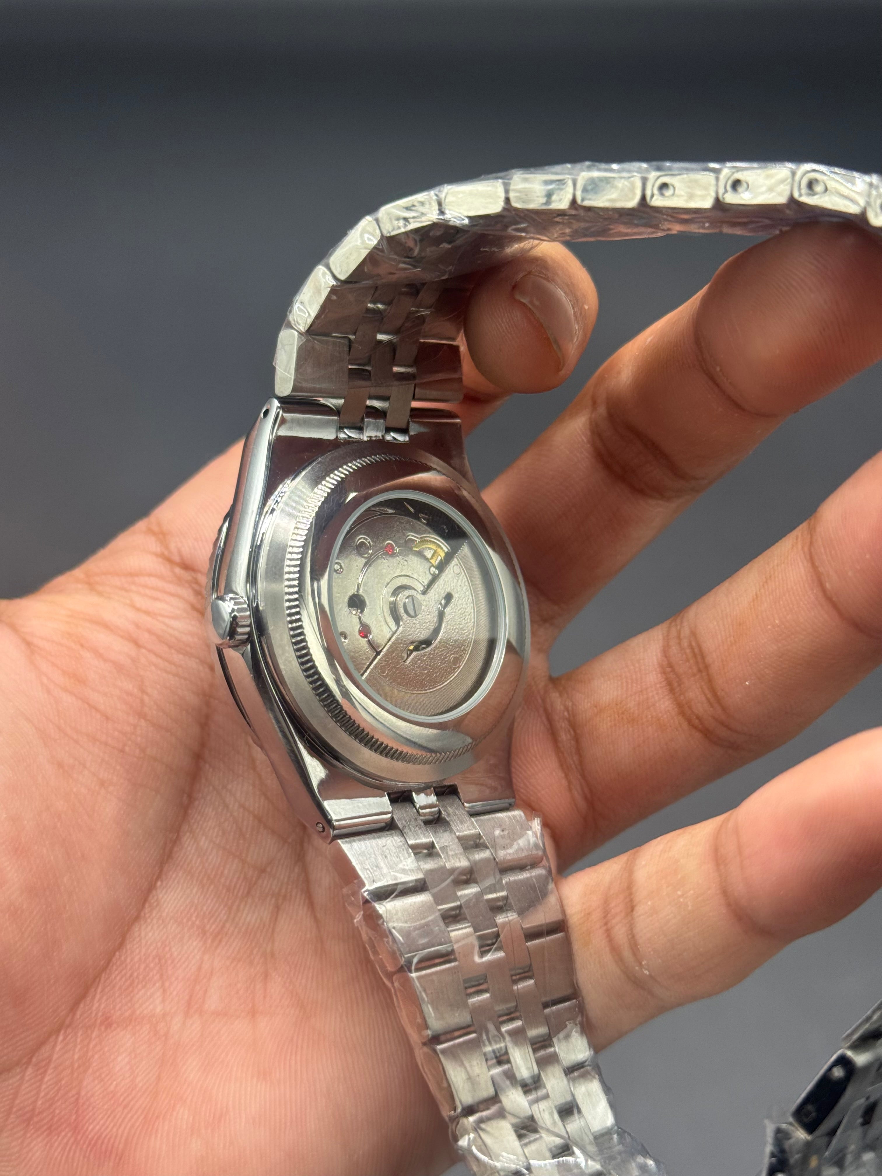 Blue Dial Land-Dweller Inspired | Semi Automatic Machinery |Silver Stainless Steel Chain | Honeycomb Texture | Date Display
