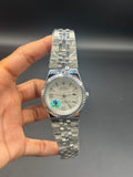 White  Dial Land-Dweller Inspired | Semi Automatic Machinery |Silver Stainless Steel Chain | Honeycomb Texture | Date Display