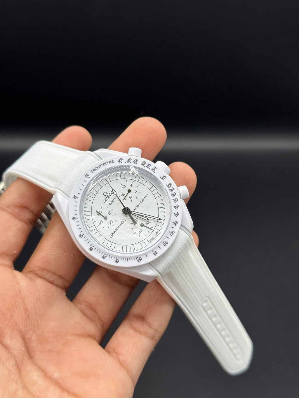 White Dial Chronograph Style | Quartz Movement | Black Silicone Strap | Lightweight Comfort | Bold Sport-Luxury Design