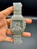 CTR Full Iced Luxury Sport Watch | Square Case | White Roman Dial | Diamond Set Bracelet