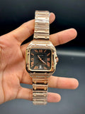 CTR Premium Rose-Tone Men’s Watch – Roman Numerals | Date Window | Screw-Link Bracelet