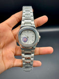 PTK Premium Steel Men’s Watch – Silver Dial | Horizontal Texture | Date Window