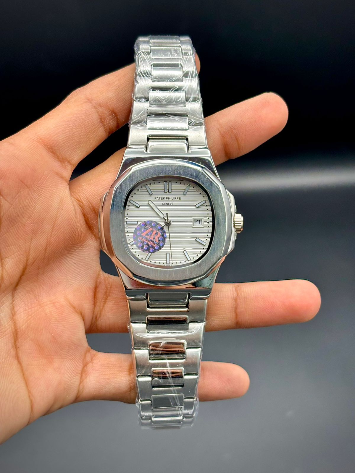 PTK Premium Steel Men’s Watch – Silver Dial | Horizontal Texture | Date Window