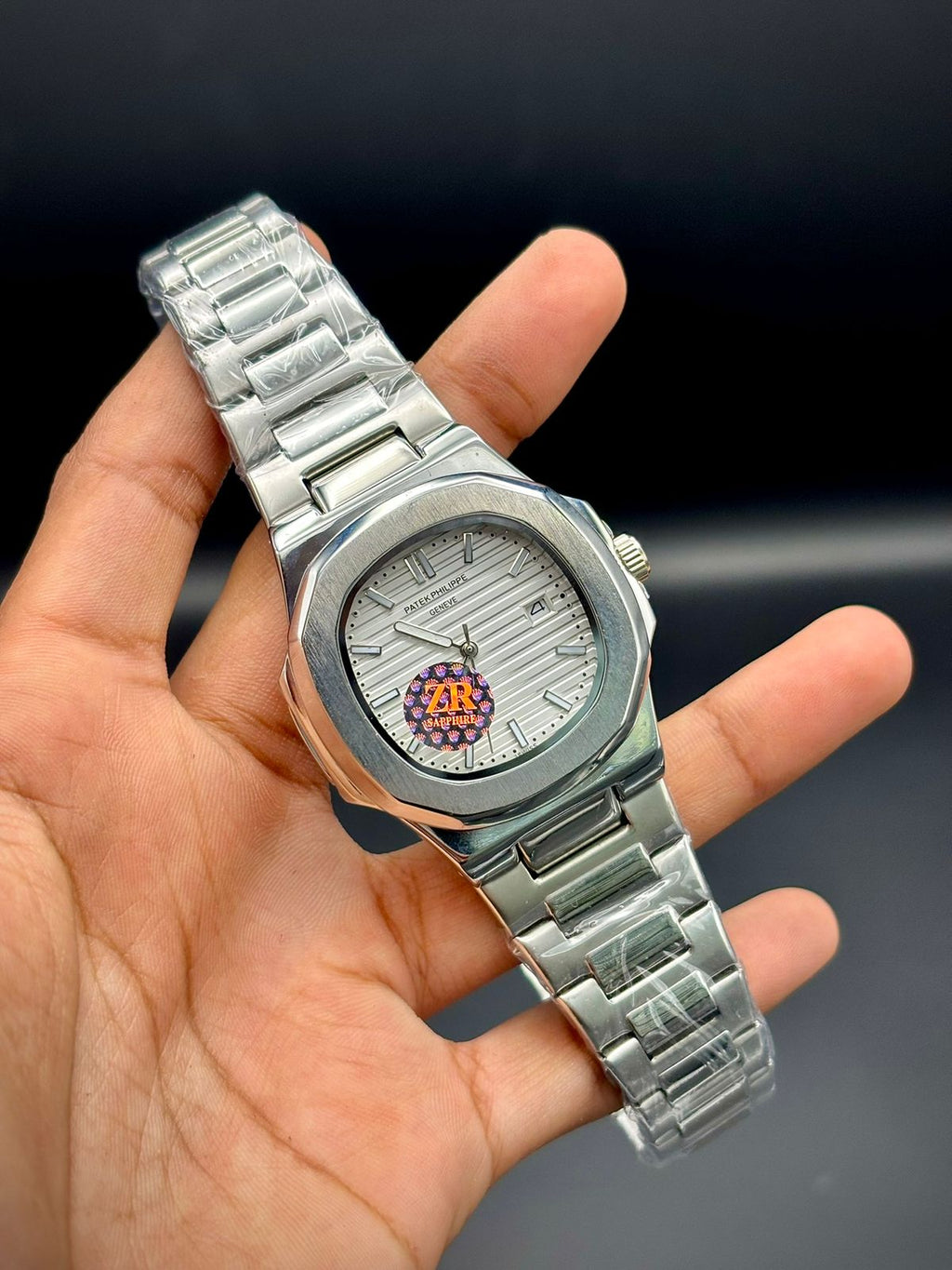 PTK Premium Steel Men’s Watch – Silver Dial | Horizontal Texture | Date Window