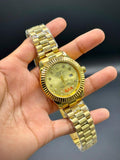 RLX Premium Gold-Tone Men’s Watch – Monochrome Gold | Magnified Date | Presidential-Style Bracelet