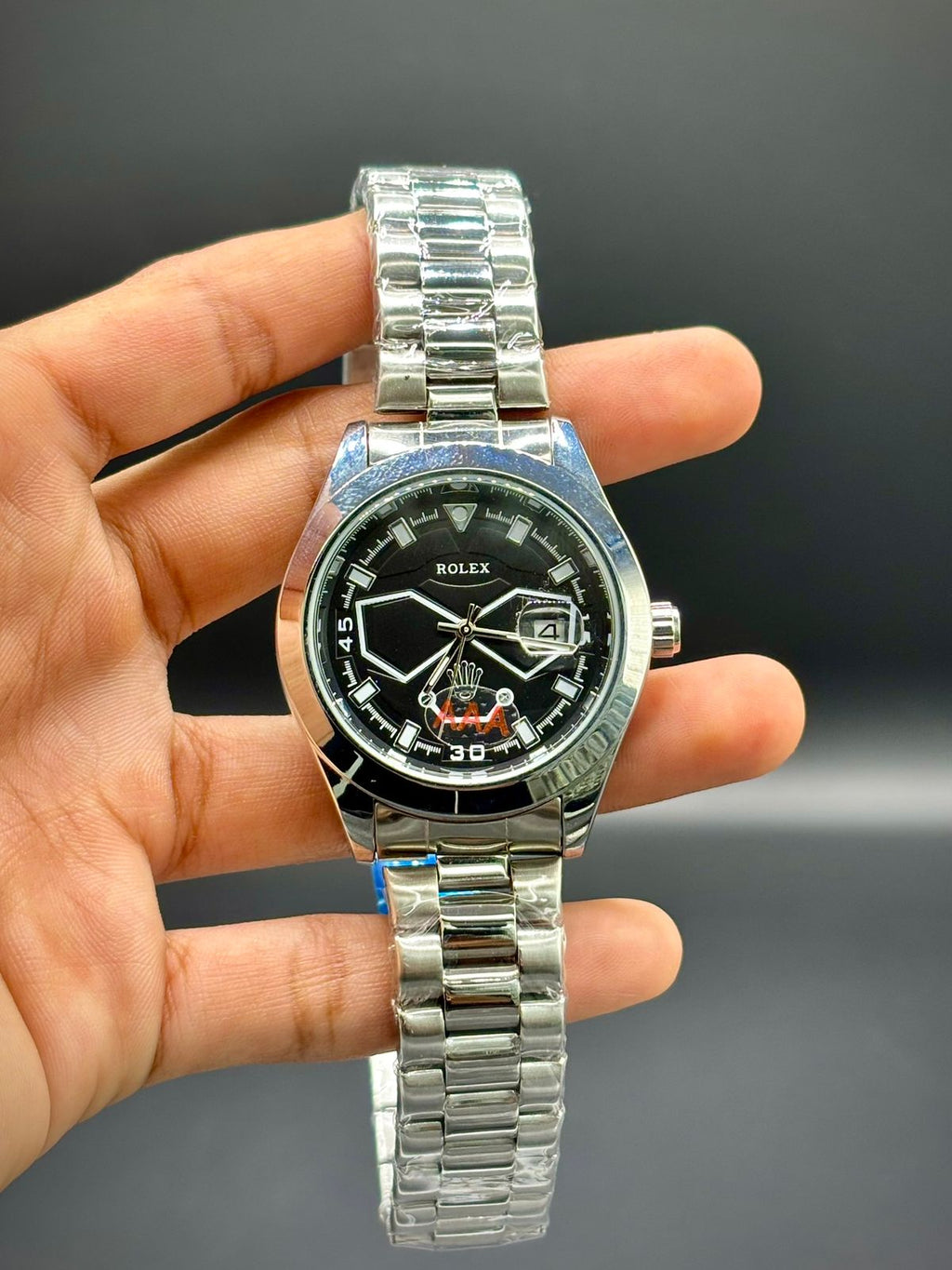 RLX Round Silver Statement | Mechanical Look Dial | Sport Dress | Modern Flex
