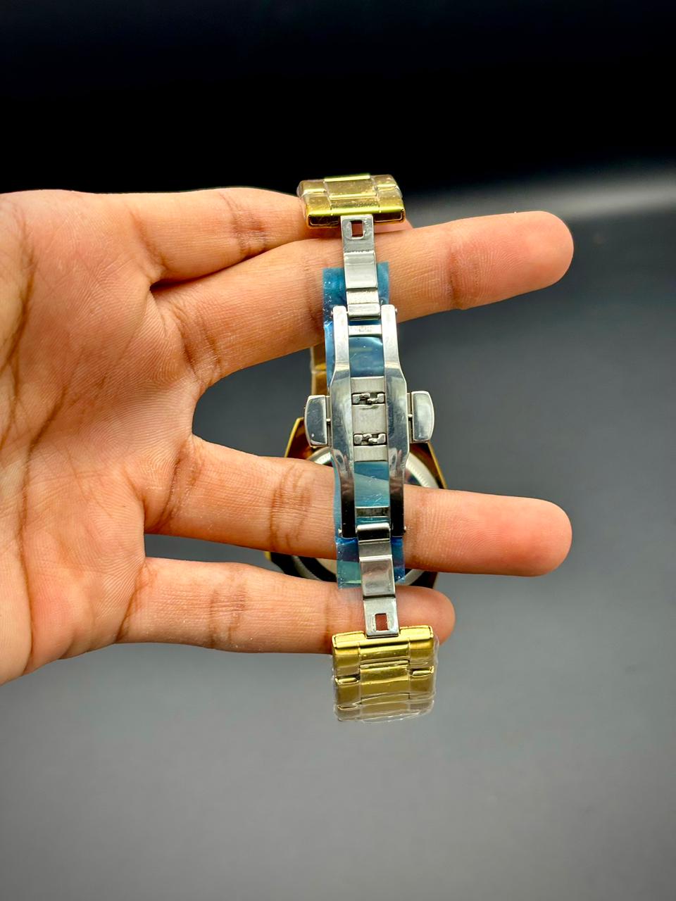 RLX Premium Gold Men’s Watch – Blue Dial | Minute Mark Bezel | Date Window