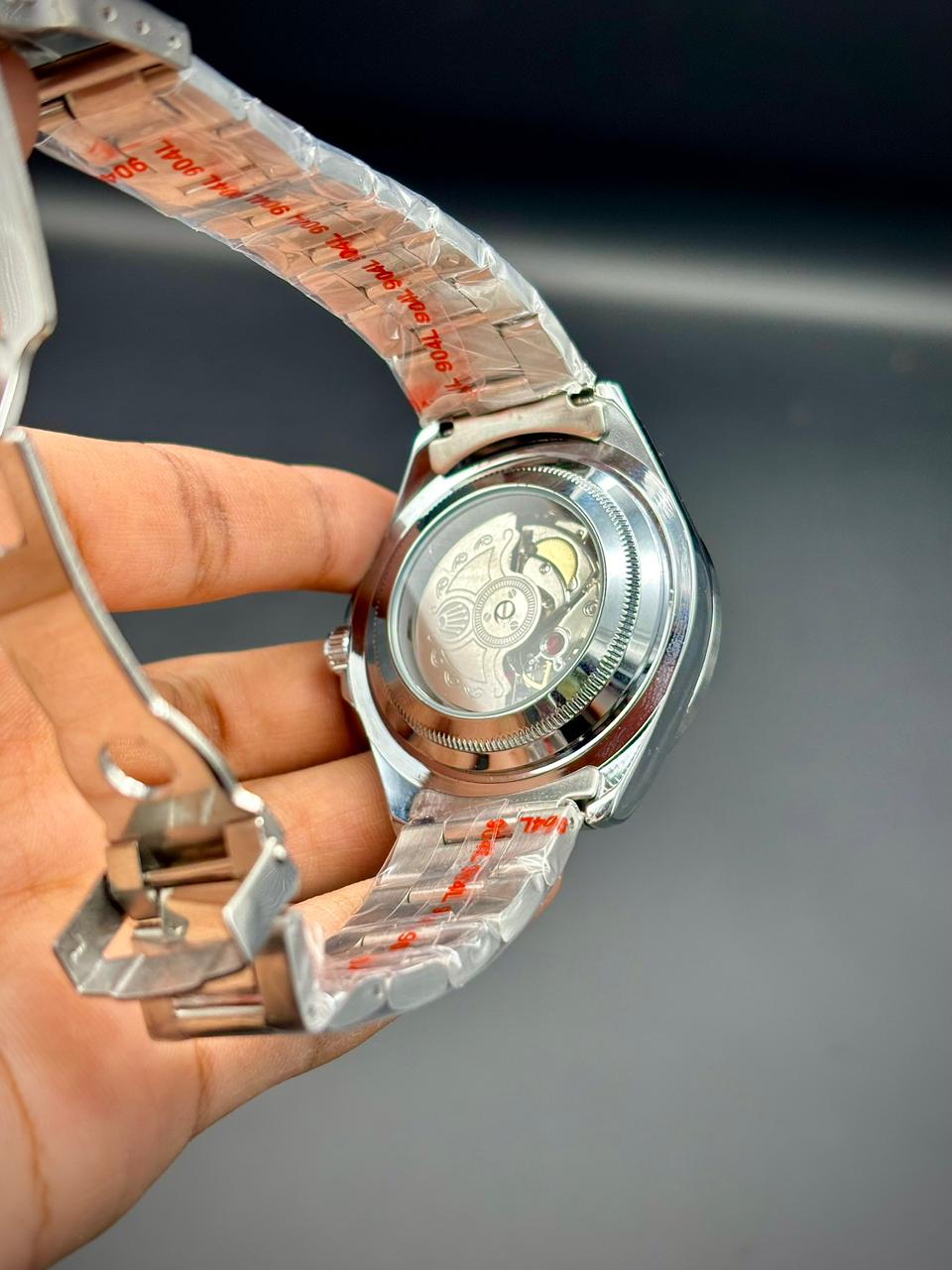 RLX All-Silver Luxury Traveler Watch | Ice Blue Dial | 24-Hour Bezel | GMT Hand | Oyster Bracelet
