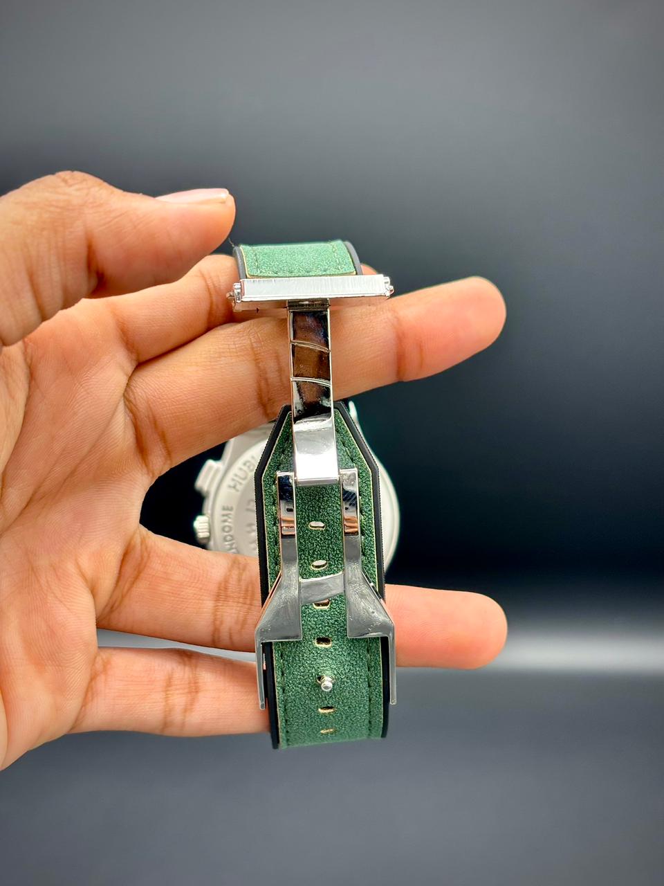 HB Emerald Fusion Chronograph | Green Skeleton Dial Silver Case