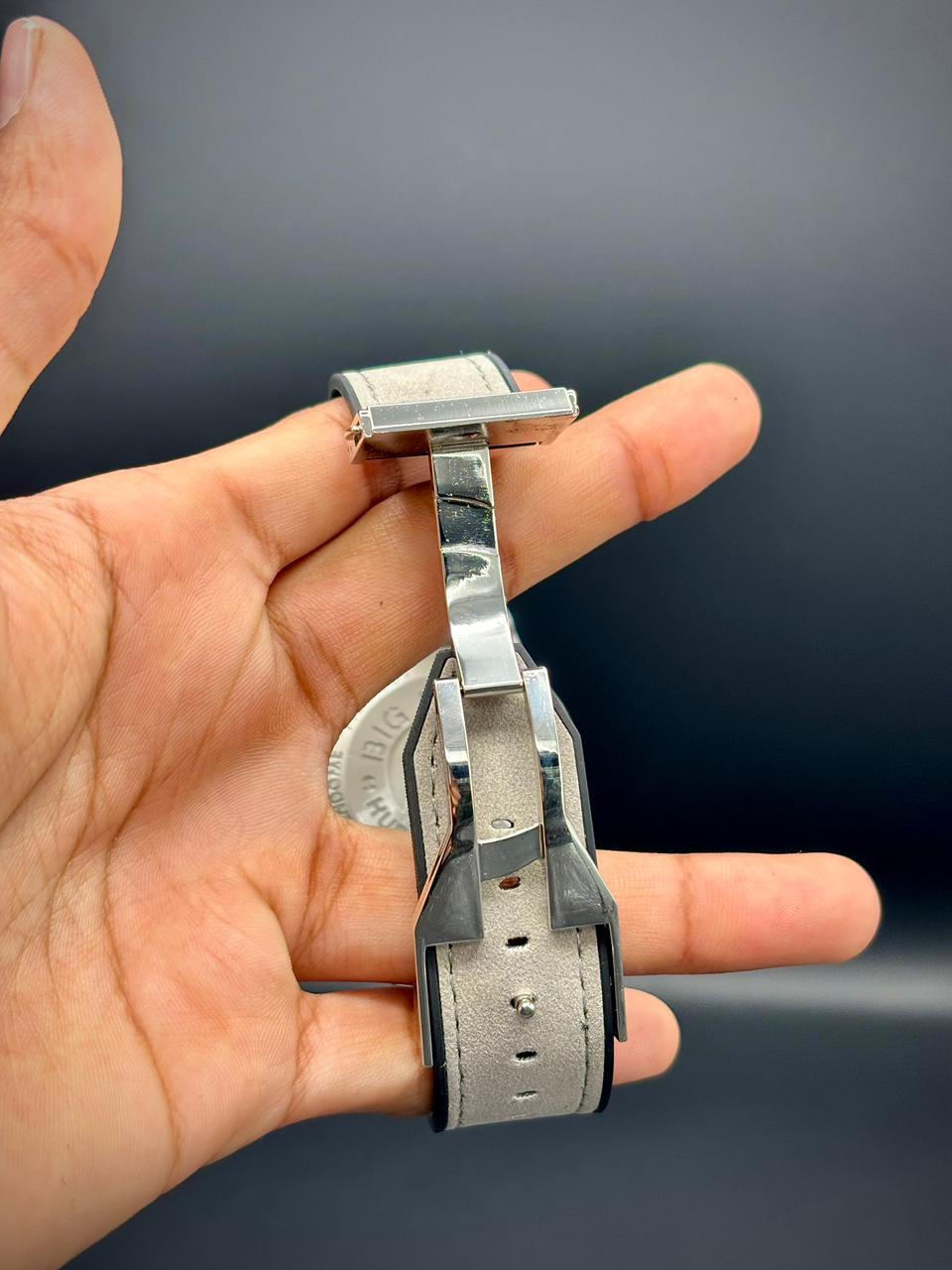 HB Full Silver Skeleton Chronograph | Premium Metal Strap Watch