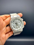 HB Silver Ghost Chronograph | Grey Strap Skeleton Watch