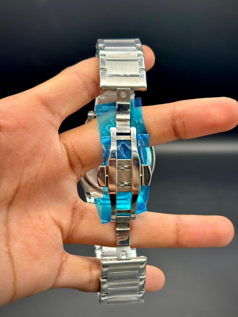 AP All-Silver Luxury Sport Watch | Octagon Bezel | Skeleton Dial | Chronograph